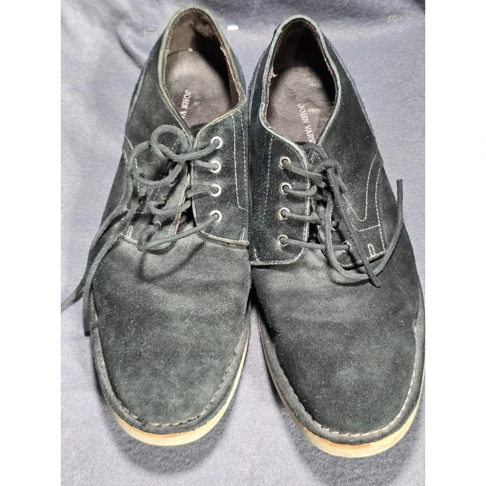 John Varvatos‎ USA Suede Leather Oxford Dress Shoes Black Lace Up Menswear 8M